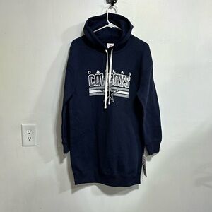 NFL Dallas Cowboys blue and silver hooded long sweatshirt cotton blend dress